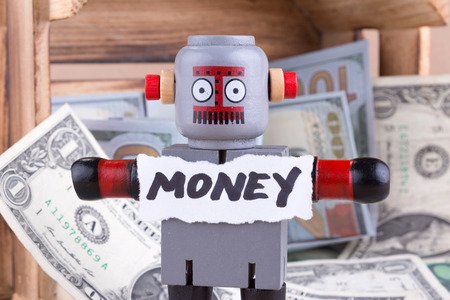 MONEY word with standing robotの写真素材