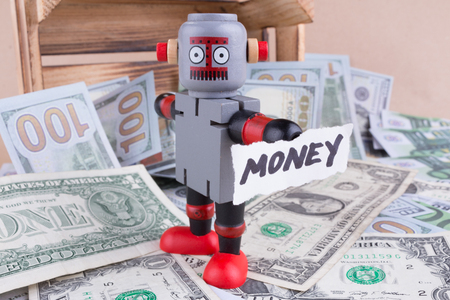 MONEY word with standing robotの写真素材