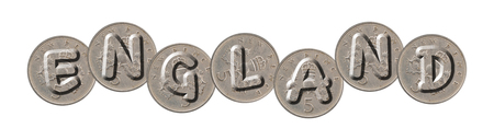 ENGLAND - Coins on white background