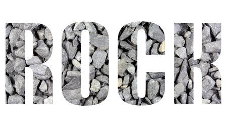 ROCK  word with pebbles heapの写真素材