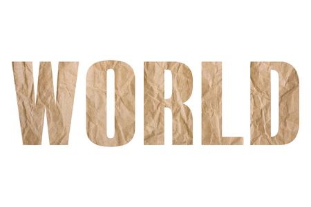 WORLD word with wrinkled paper textureの写真素材