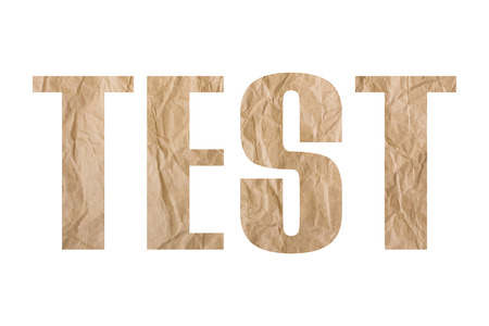 TEST word with wrinkled paper textureの写真素材