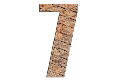 7 â€“ with metal texture on white background
