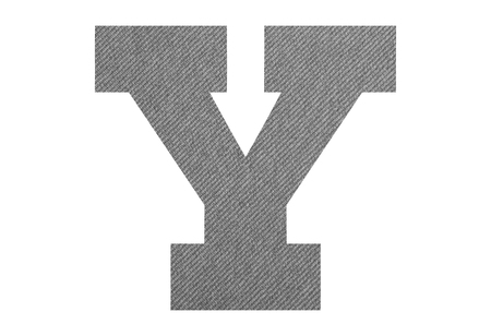Letter Y â with gray fabric texture on white backgroundの写真素材