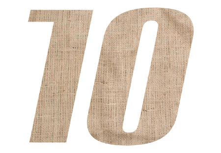 Number 10 with burlap texture on white backgroundの写真素材