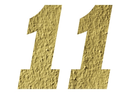 Number 11 with yellow wall on white background
