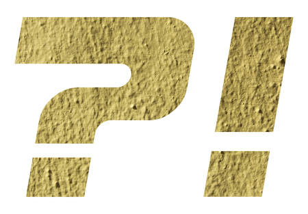 Question mark and Exclamation sign with yellow wall textured on white background