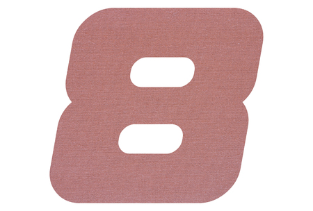 Number 8 with terracotta colored fabric texture on white background