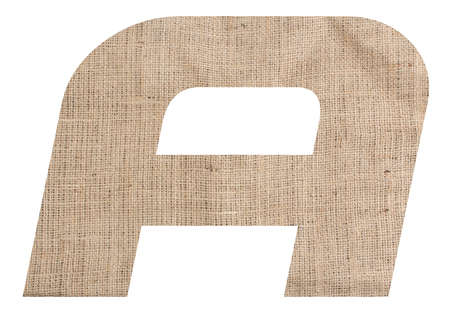 Letter A alphabet with burlap texture on white backgroundの写真素材