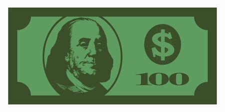 isolated 100 Dollar paper currency icon, vector.のイラスト素材