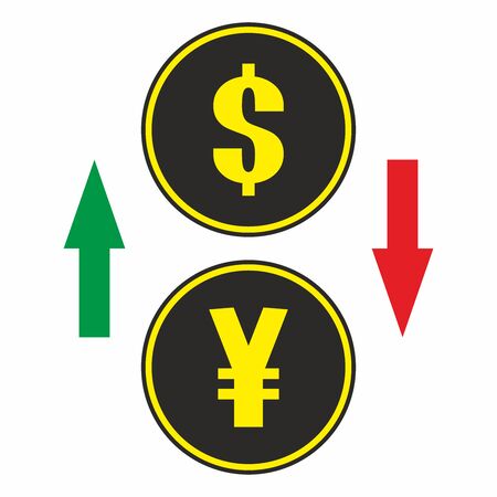Dollar, Yen sign icon with arrows, vector.のイラスト素材