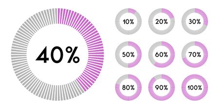 Percentage sign icon set vector, from 10 to 100