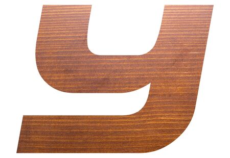 letter Y alphabet with brown wooden texture on white background.の写真素材