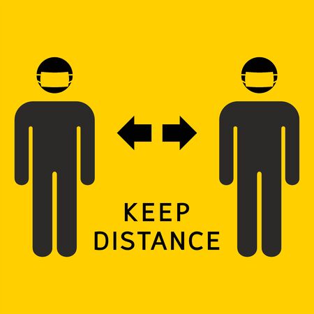 Social distancing icon vector,preventing covid-19 coronavirus.Keep safe distance.のイラスト素材