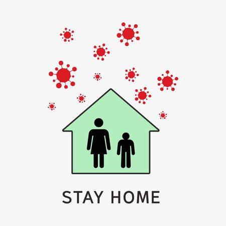 Preventing covid-19 coronavirus icon vector.Stay home stay safe.のイラスト素材