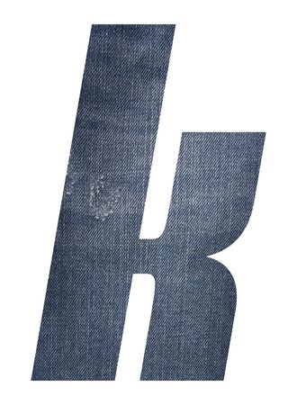 Letter k with jeans fabric texture on white background.の写真素材