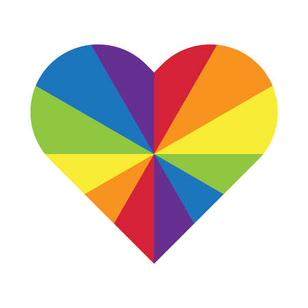 Rainbow colors heart shape illustration vector icon.のイラスト素材