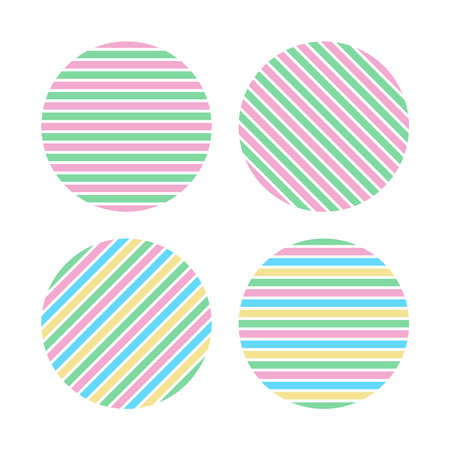 horizontal and diagonal colorful striped pattern circle template set,illustration,vector.のイラスト素材