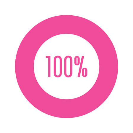 100 percent, pink circle percentage diagram,vector illustration.のイラスト素材