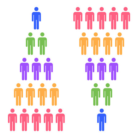 group of people illustration vector,colorful people pyramid,man icon.のイラスト素材