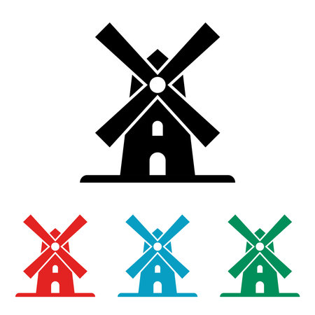 Set of windmill icon template vector illustration.Windmill farm icon.のイラスト素材