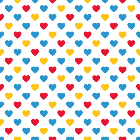 colorful heart shape seamless pattern vector illustration,heart icon design transparent background.のイラスト素材