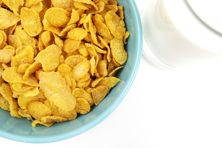 A healthy breakfast with cornflakes and milkの写真素材