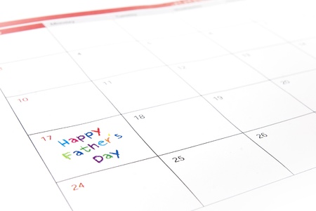Colorful fathers day note on white calendarの写真素材