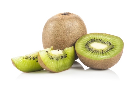 Fresh Kiwi fruit isolated on white backgroundの写真素材