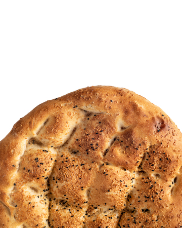 Ramadan Pita (Ramazan Pidesi) Traditional Turkish bread for holy month Ramadan white backgroundの写真素材