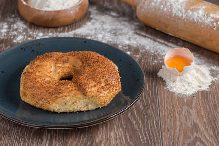 Turkish pastry product simit. Turkish Pastries;  pogaca, borek, acma, simit
