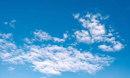 blue sky background with tiny clouds. panorama.の写真素材