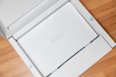 Antalya, Turkey - July 18, 2021: Unboxing experience of The Apple new M1 chip iMac.