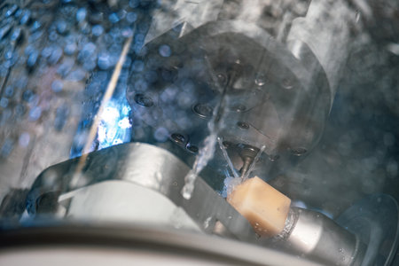 CAD CAM dental computer-aided machine. Digital modern dental laboratory for prosthesis and crowns millingの写真素材