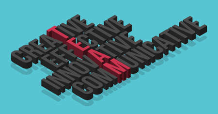 The word team, consisting of the words creative, effective, innovative and communicative. teamwork conceptのイラスト素材