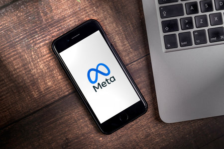 Antalya, TURKEY - October 30, 2021. US technology conglomerate Metaverse or Meta Platforms, Inc logo on the iPhone 12 screenのeditorial素材