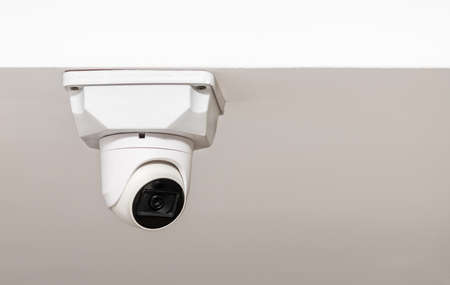 White ceiling mounted security camera with night visionの写真素材