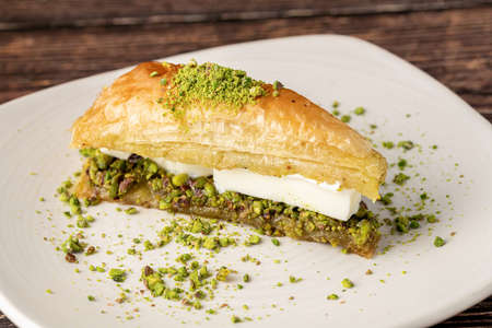 Carrot slice baklava, Baklava with pistachio. Turkish traditional dessert. Turkish name carrot sliceの写真素材