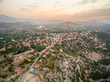 Aerial photo of town of Ormana Ibradi Antalya Turkeyの写真素材