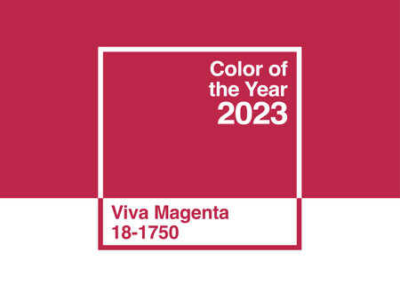 Color of the Year 2023, Viva Magenta trend color palette sample swatch book guideのイラスト素材