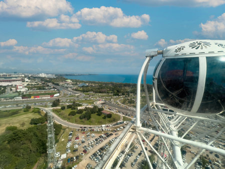 Aerial view of Konyaalti with Antalya stadium and Glass Pyramidの写真素材
