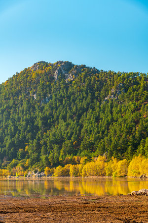 Sunrise view of Kovada lake in Egirdir Isparta in autumn