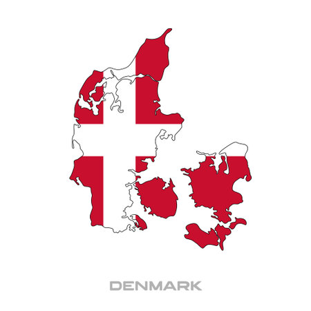 Vector illustration of the flag of Denmark with black contours on a white backgroundのイラスト素材