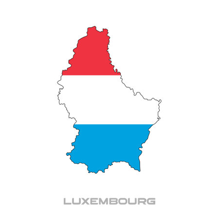 Vector illustration of the flag of Luxembourg with black contours on a white backgroundのイラスト素材