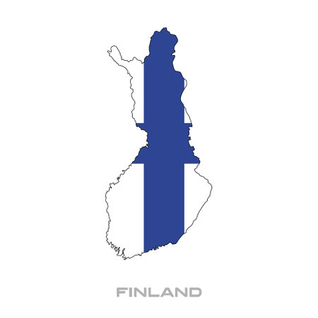 Vector illustration of the flag of Finland with black contours on a white backgroundのイラスト素材