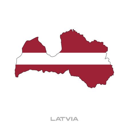 Vector illustration of the flag of Latvia with black contours on a white backgroundのイラスト素材