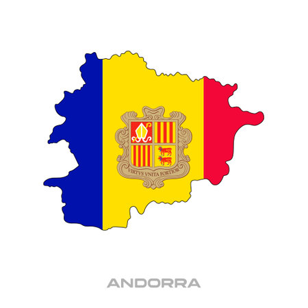 Vector illustration of the flag of Andorra with black contours on a white backgroundのイラスト素材