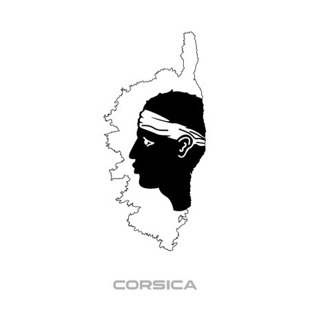 Vector illustration of the flag of Corsica with black contours on a white backgroundのイラスト素材