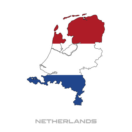Vector illustration of the flag of Netherlands with black contours on a white backgroundのイラスト素材