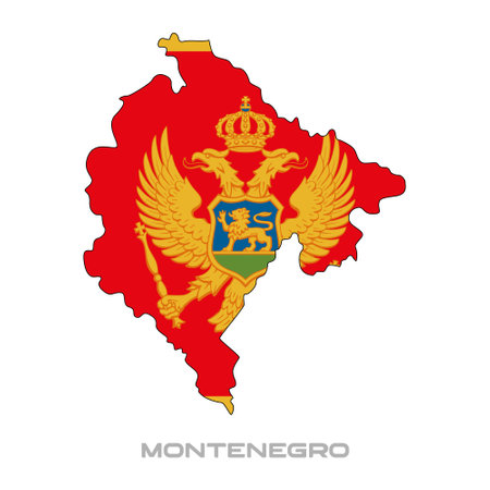 Vector illustration of the flag of Montenegro with black contours on a white backgroundのイラスト素材
